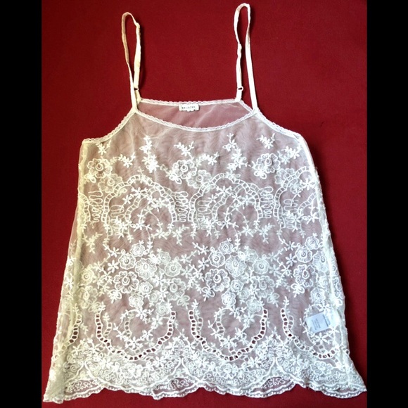 Crochet knit and sheer sleeveless top tank - Picture 5 of 5